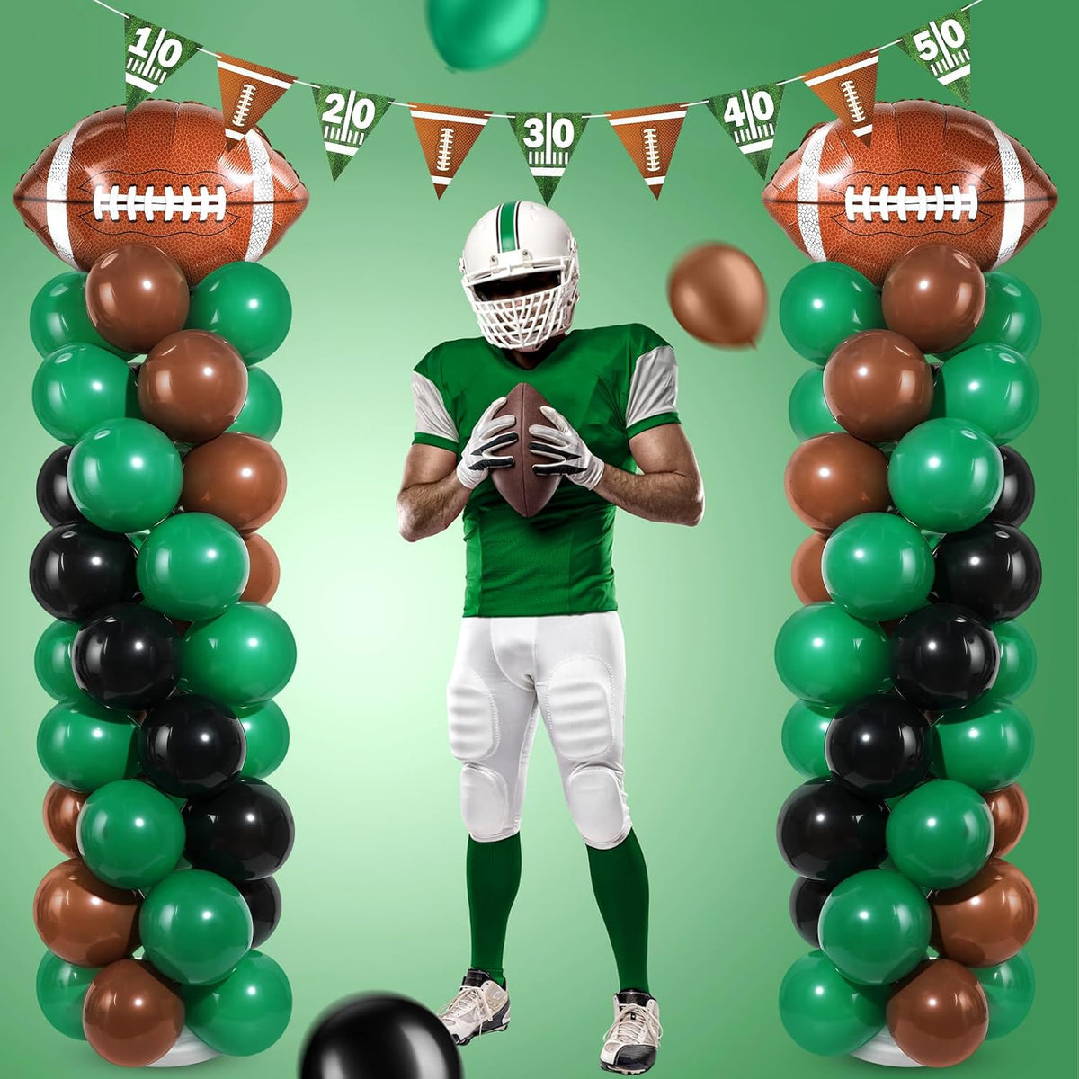 Yalikop 2 Sets Football Party Balloon Column Stand Kit
