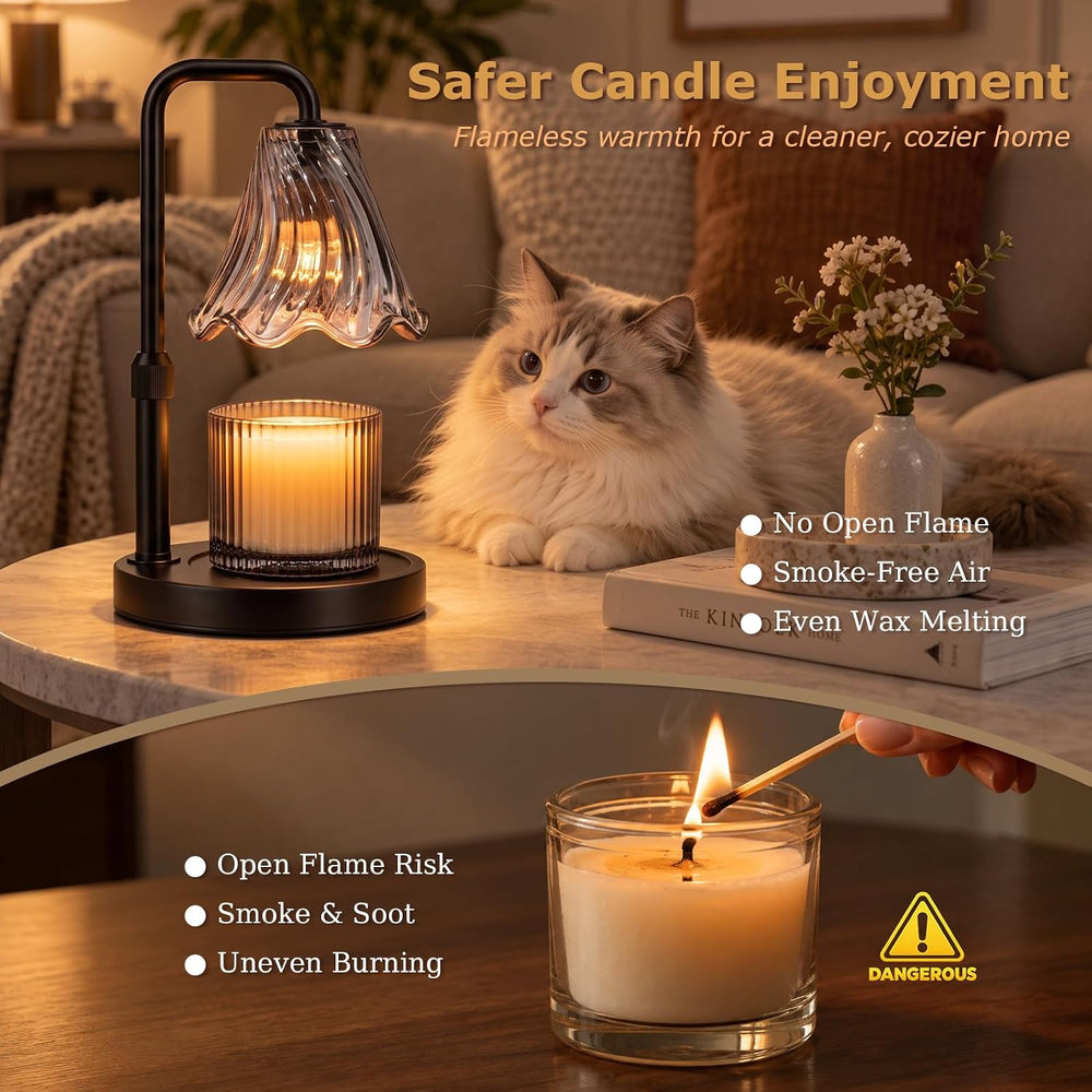 Candle Warmer Lamp with Timer Dimmer, Height Adjustable with 2 Bulbs