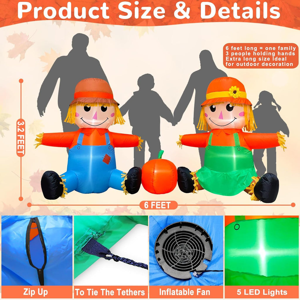 6ft fall thanksgiving inflatables outdoor decorations with built-in shown in use