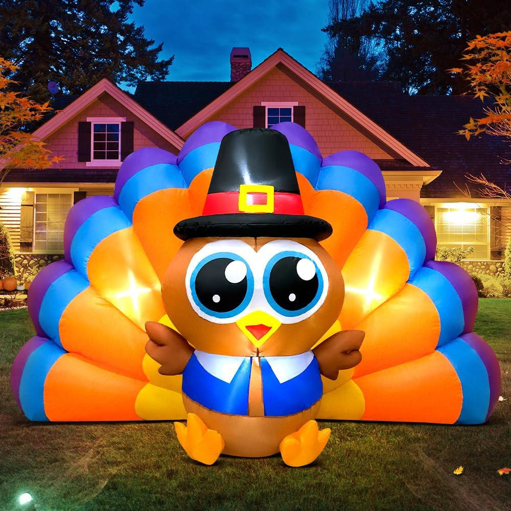 6ft thanksgiving inflatables outdoor decoration inflatable turkey, built on a desk or shelf