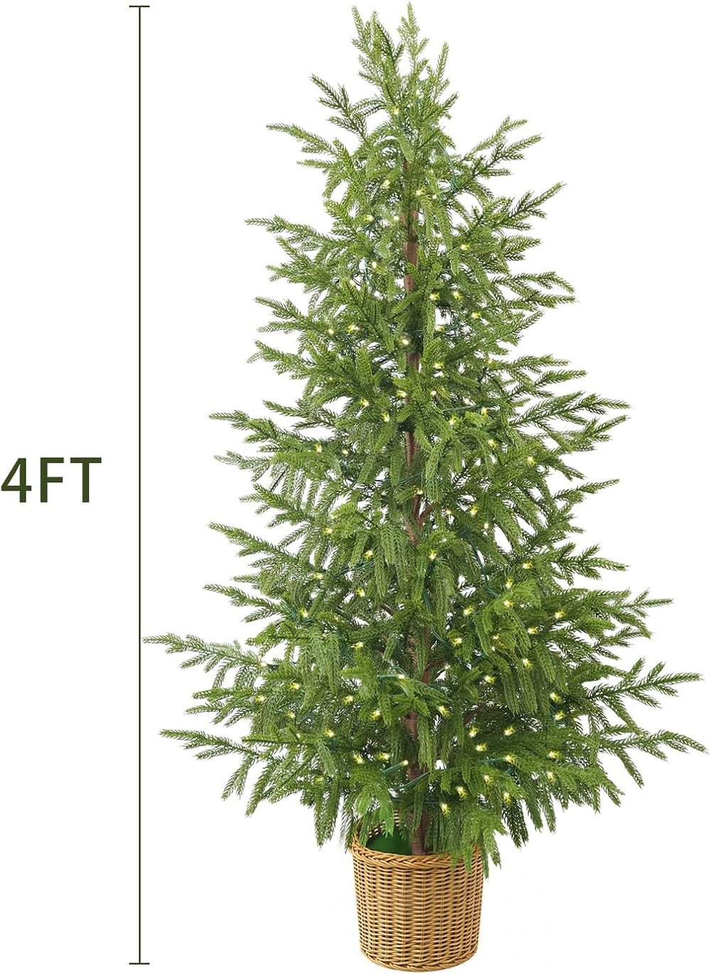 Christmas Decorations - 1pack 4FT Pre-Lit Artificial Norfolk Pine Tree