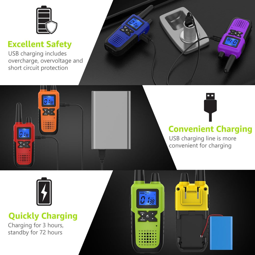 Topsung Walkie Talkies Long Range FRS IVOX NOAA 1800mAh ‌Li-Po Rechargeable