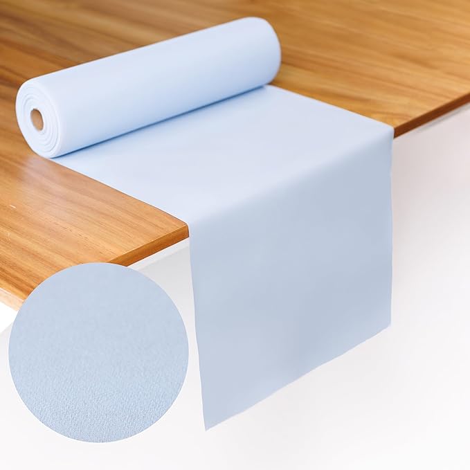 American Homestead Paper Table Runner Roll - 78 ft. Disposable Linen-Like Table Cover Roll - 20 Perforated Table Runners (16" x 48") for Parties, Weddings, and Events - Baby Blue
