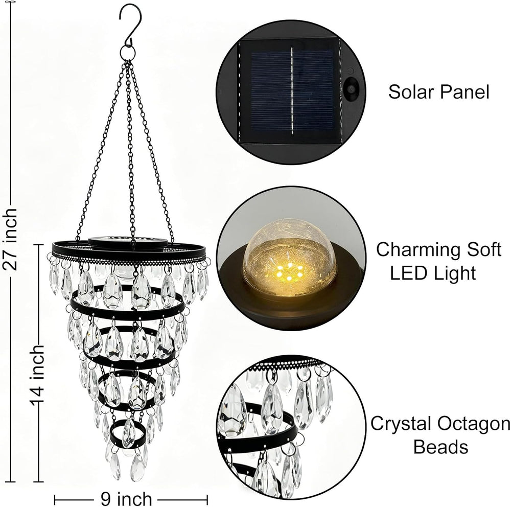 SUNNYPARK Hanging Solar Chandelier Light Outdoor Waterproof