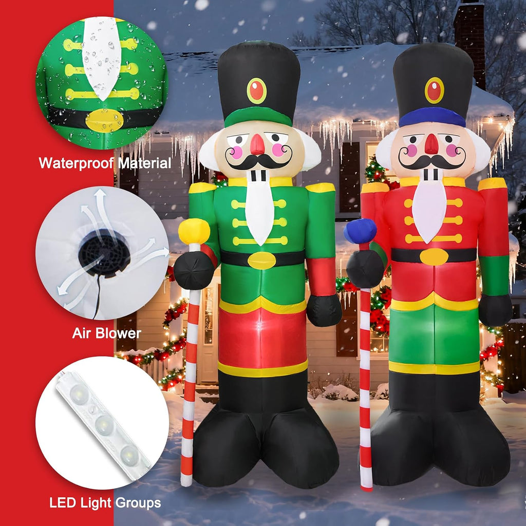 8.3ft 2pcs christmas inflatable nutcracker, jumbo nutcracker soldier showing dimensions