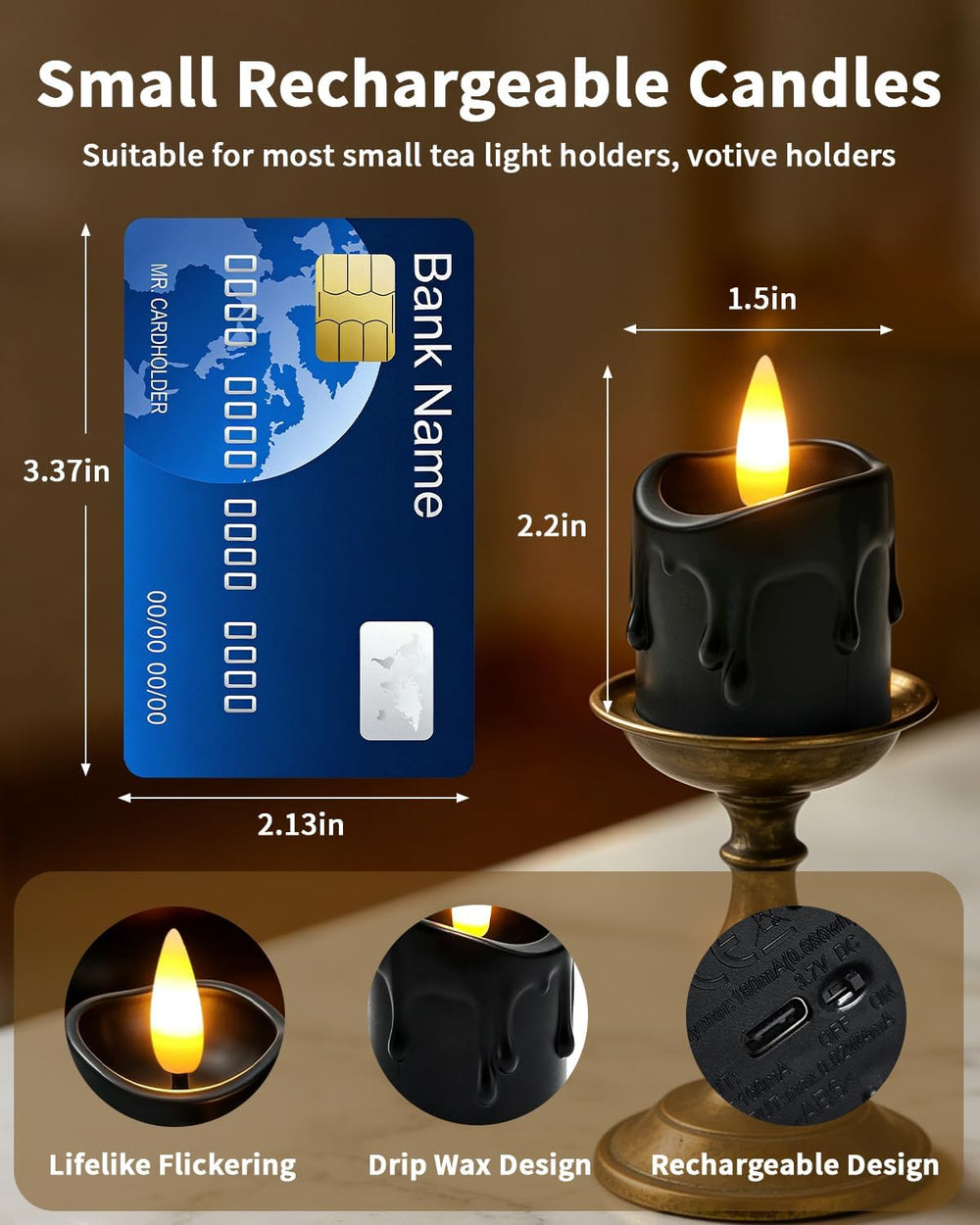 12 Pack Small Rechargeable Flameless Candles with Remote Timer