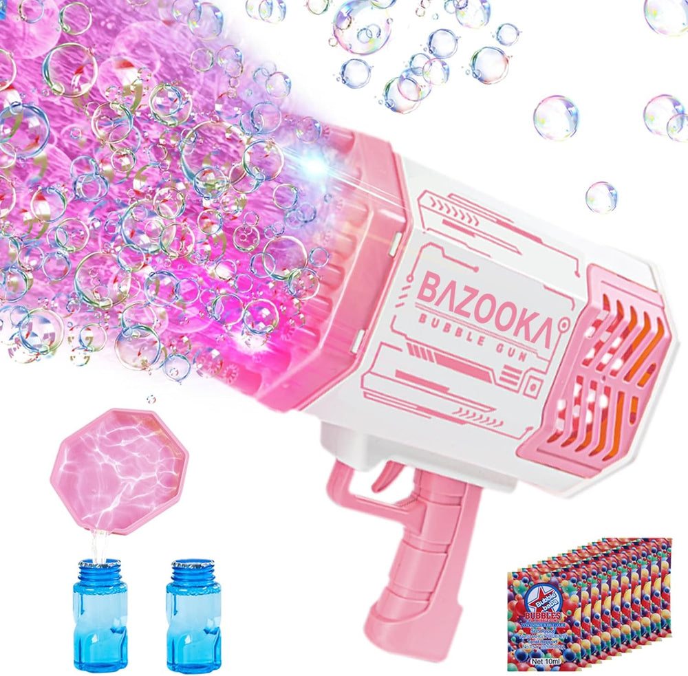Deserthome Bubble Gun, Pink Bazooka Bubble Machine with Bubble Solution