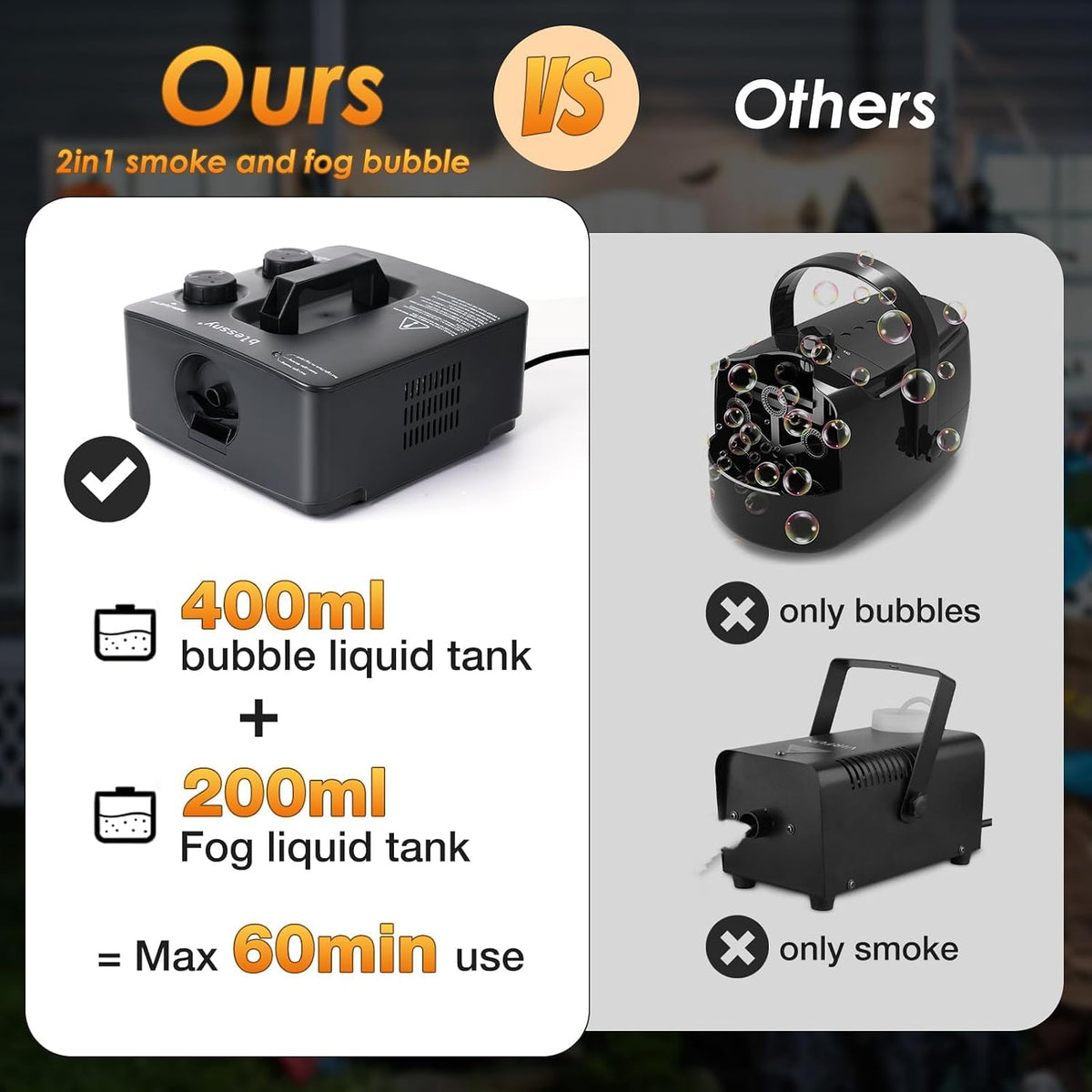 blessny 2 in 1 Fog Bubble Machine for Stage Party Halloween