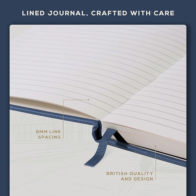BEECHMORE BOOKS Lined Journal Notebook, 8.5 x 11.5 inch, A4 160 Lined Pages, Hardcover Leather Journals for Women, Men, Writing and Notebooks for Work - 120 GSM Thick Paper, Gifts Box Included