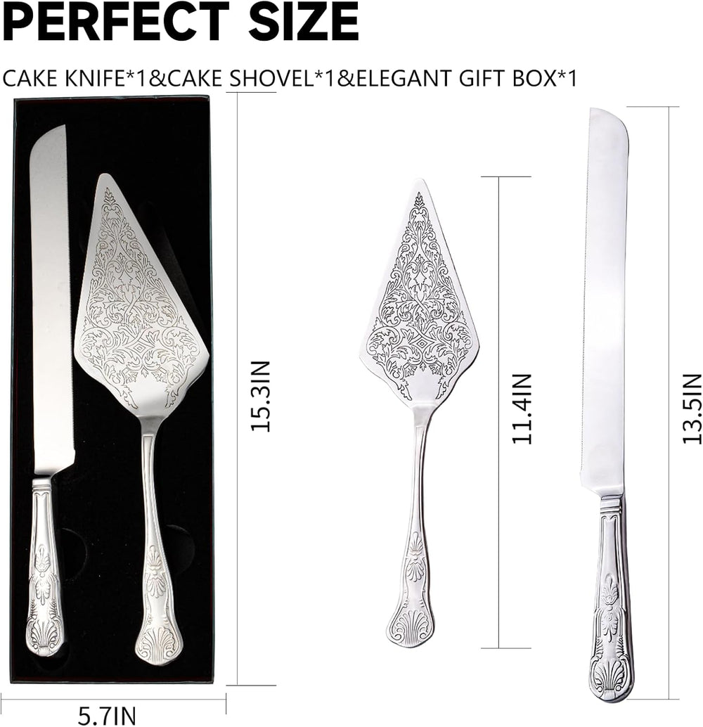 Vintage Wedding Cake Knife and Server Set, Stainless Steel Cake Pie Pastry Cu...