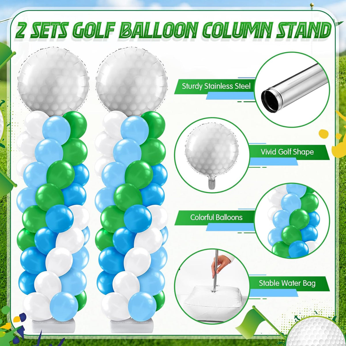 Kasyat 2 Sets Golf Balloon Column Stand Kit