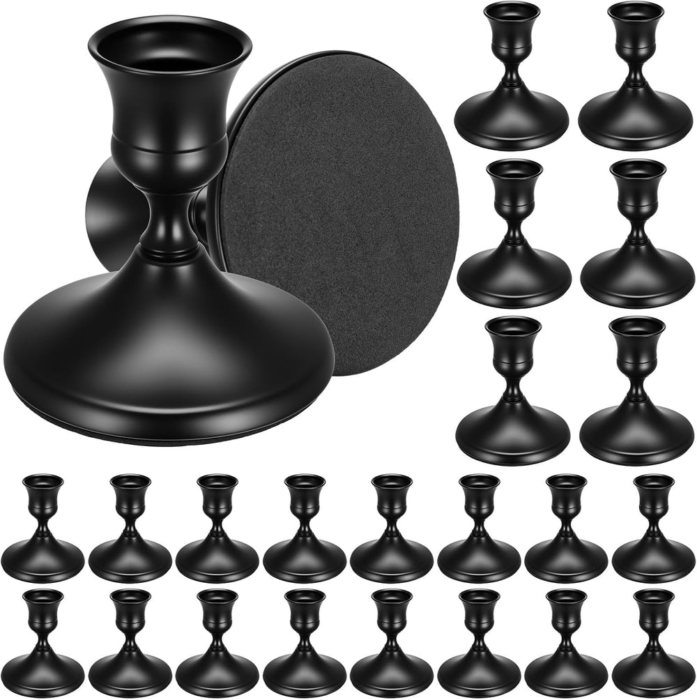 24PCS Brass Black Taper Candle Holders, Vintage Candlestick Holders