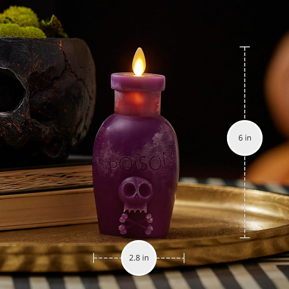 Luminara Poison Bottle Flameless LED Candle Imperial Purple Wax, Battery Oper...