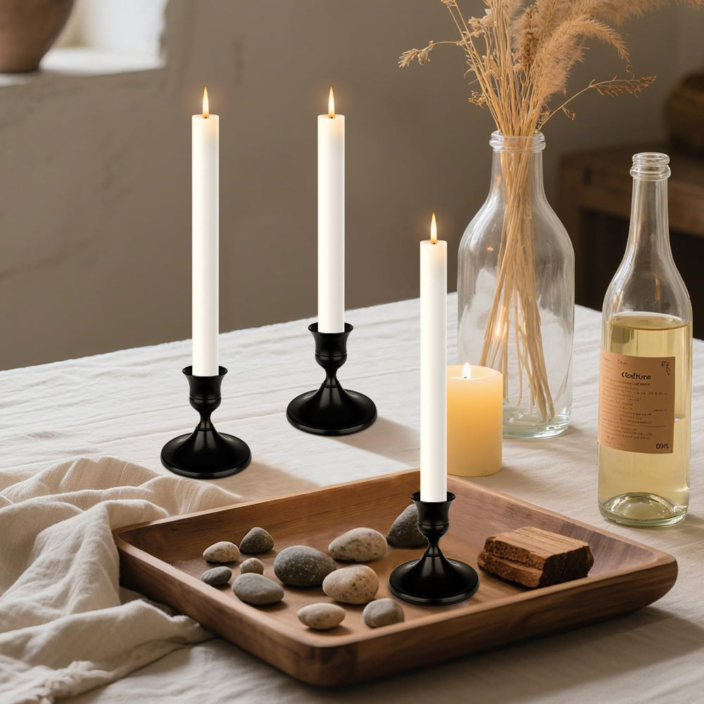 Black Candle Holder Taper Candle Holders, Set of 24 Candlestick Holders Decor...