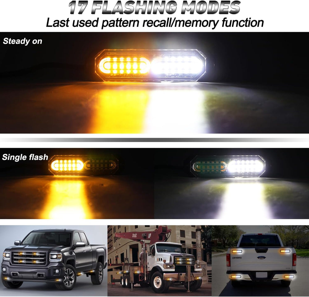 ASPL 8pcs Ultra Slim 12-LED Surface Mount Flashing Strobe Lights