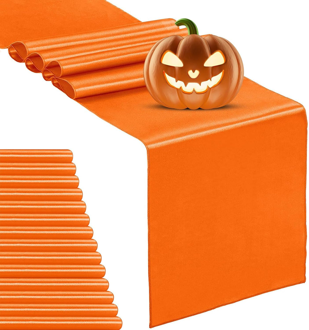15-Pack Satin Table Runner Orange 12 x 108 inches Long, Table Runners for Wed...