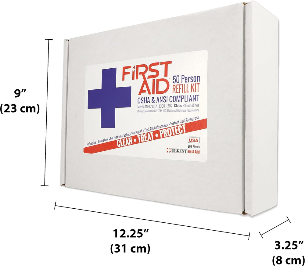OSHA & ANSI 2021 Class B Refill Kit, 50 Person, 208 Pieces-First Aid Refill
