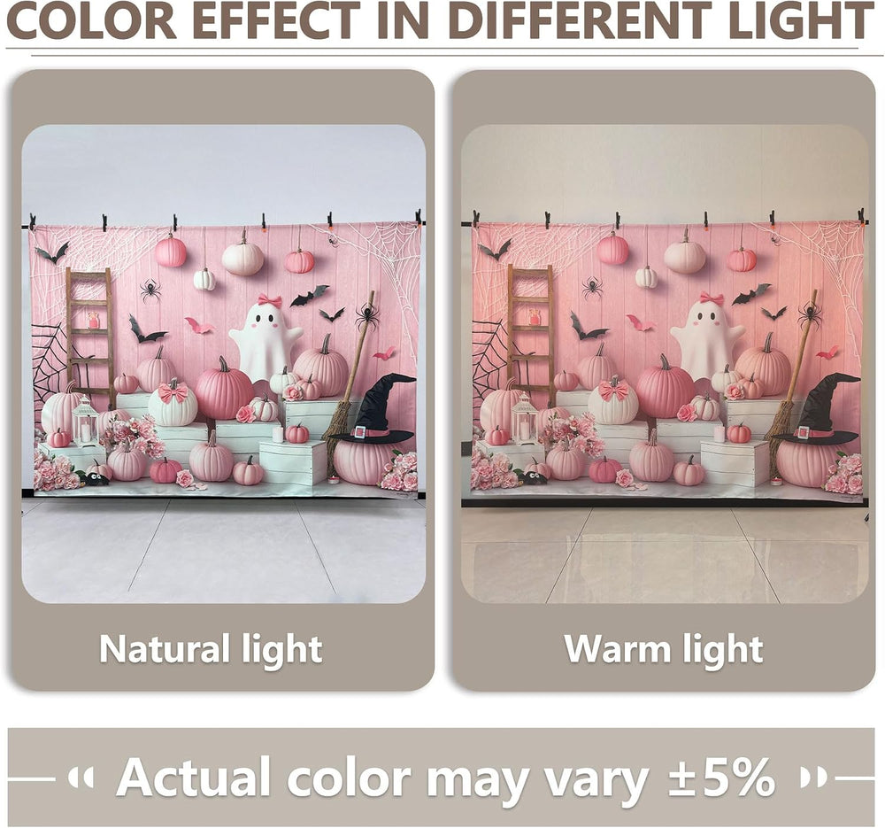 10x8ft Pink Halloween Photography Backdrop Cute Ghost Boo Banner