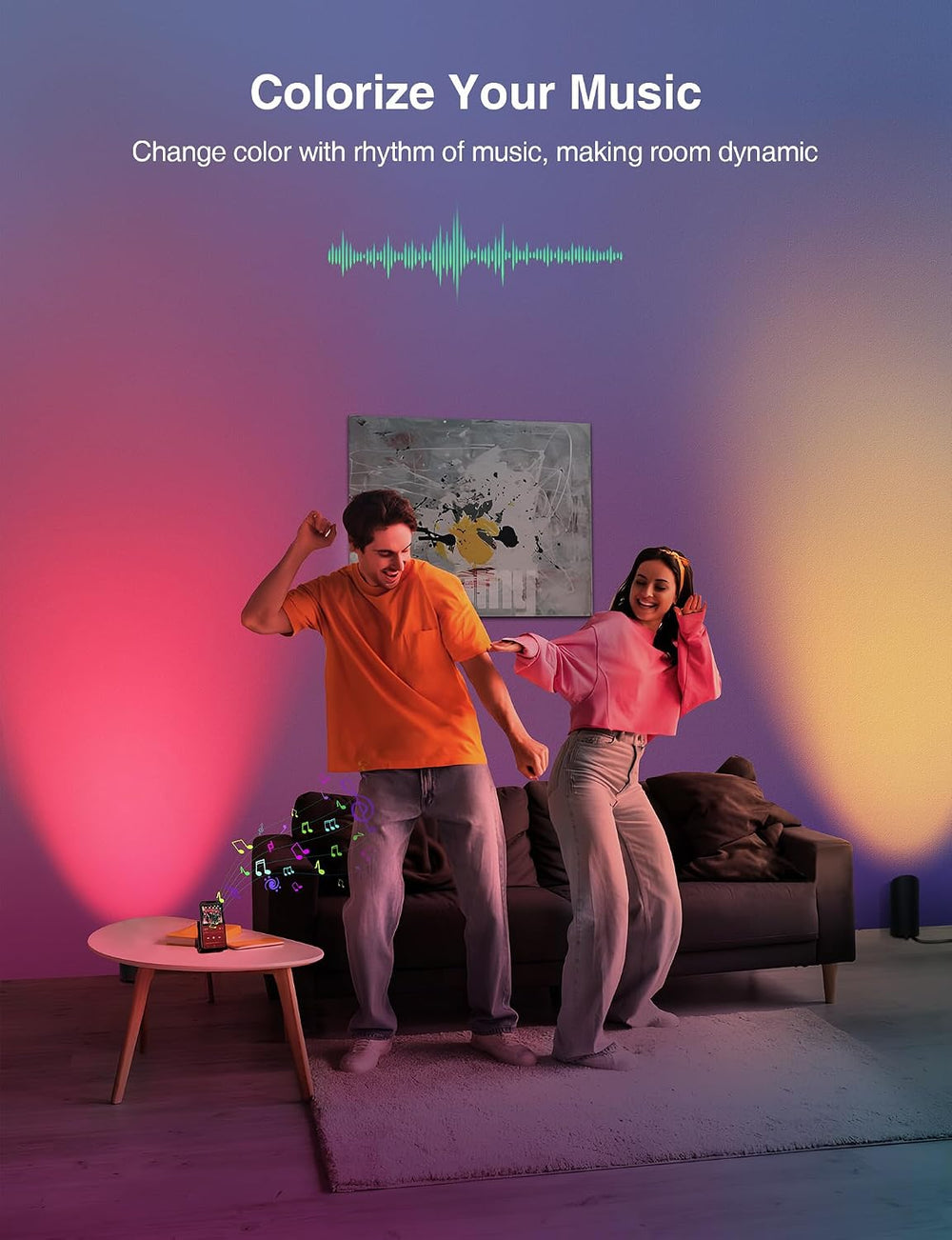 SUNVIE 5W Smart Floor Can Light Dimmable Uplights Indoor, RGBCW, 2PCS