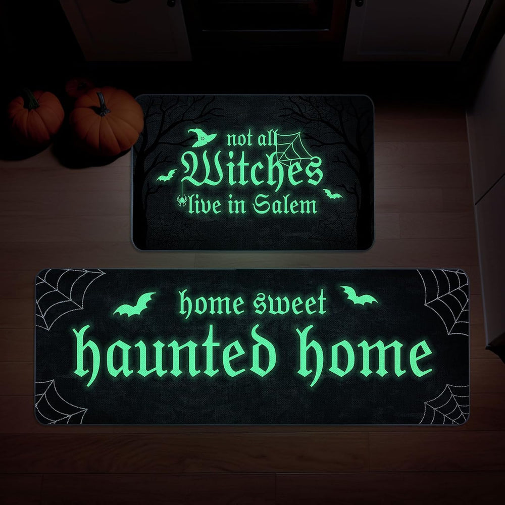 Halloween Kitchen Mat Set of 2 Not All Witches Live in Salem Decorative Glow ...