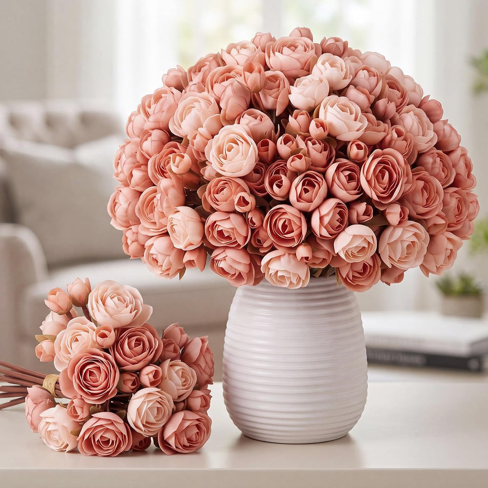 Giegxin 48 Pcs Ranunculus Artificial Flower, Light Pink