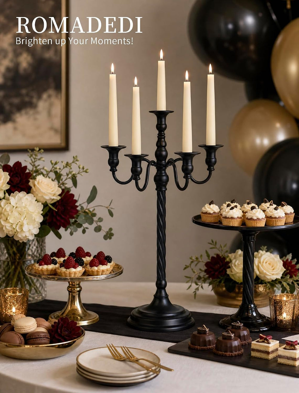 Romadedi Black Halloween Candle Holder: 22-Inch Tall Candelabra