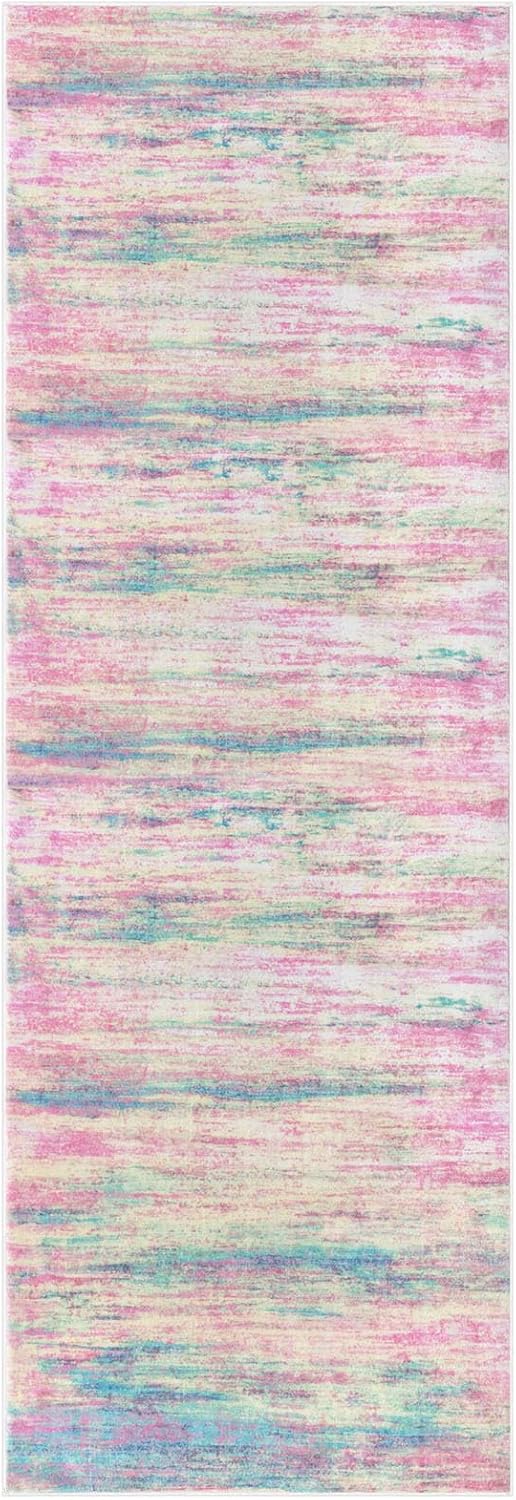 KOZYFLY Modern Kitchen Runner Rug 2x6 Washable Rug Runner Multi-Pink