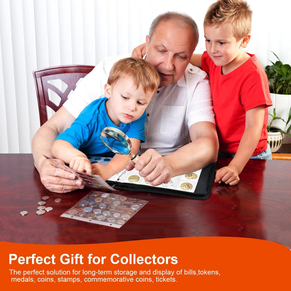 Coin Collection Book Holder for Collectors, 520 Pockets Fireproof Coins Colle...
