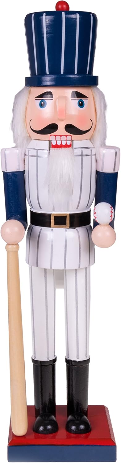Clever Creations Baseball Player 16 Inch Traditional Wooden Nutcracker, Festi...