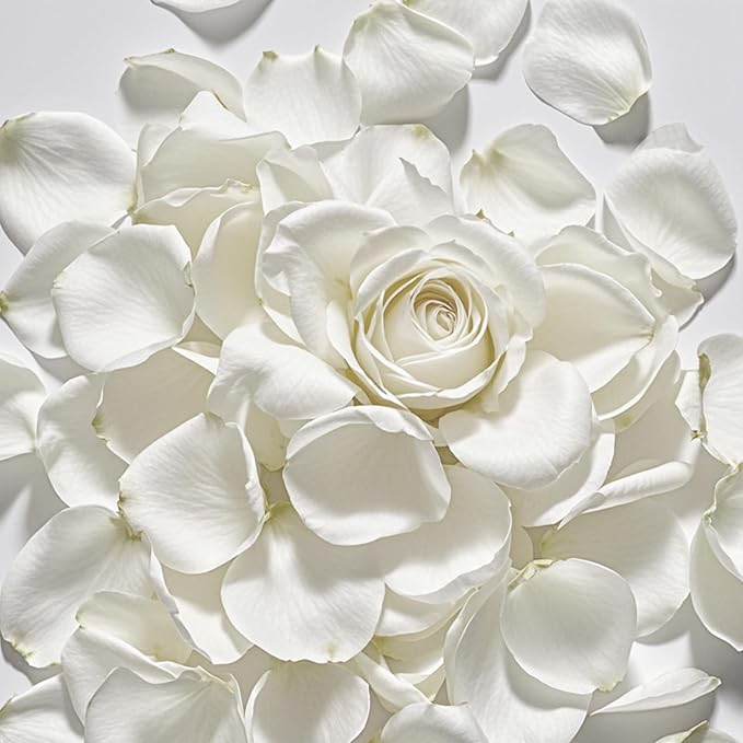 3.5 Oz Dried Rose Petals Wedding Biodegradable Petals, Natural Preservation Real Flower Petals, Suitable for Flower Petals for Flower Girl, Romantic Night, Table Decoration (White, 100g)