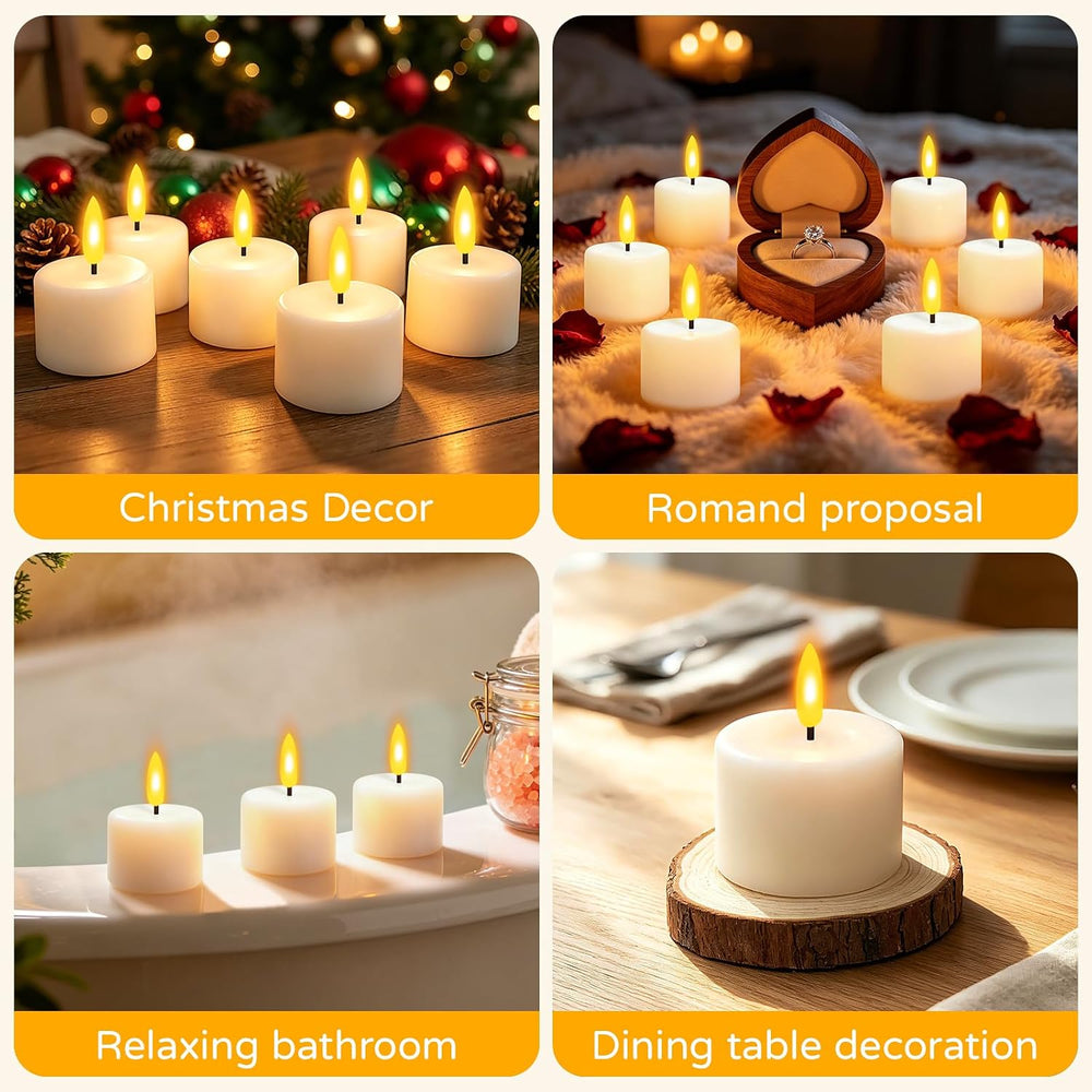 12PCS Rechargeable Tea lights Flameless Tealights with Remote Timer