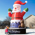 Giant Santa Inflatable 33FT Santa Claus with Reindeer for Christmas Outdoor Decoration, UL Blower/Sturdy Oxford/Outdoor Blow Up Yard Decoration