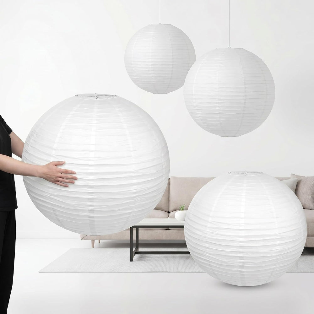 Woanger 4 Pack 30 Inch Large White Paper Lanterns for Christmas Party Decor