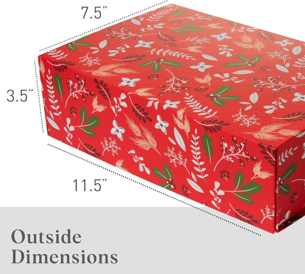 Christmas Gift Box with Magnetic Lid 3-Pack | Red Decorative Gift Boxes for P...