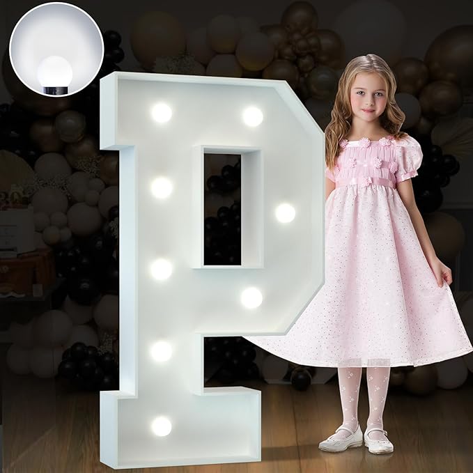 Marquee Letters 3 Feet Tall Large Light Up Letters Baby Shower Decorations Wedding Engagement White Party Decorations Prom Sign Big Cardboard Backdrop P