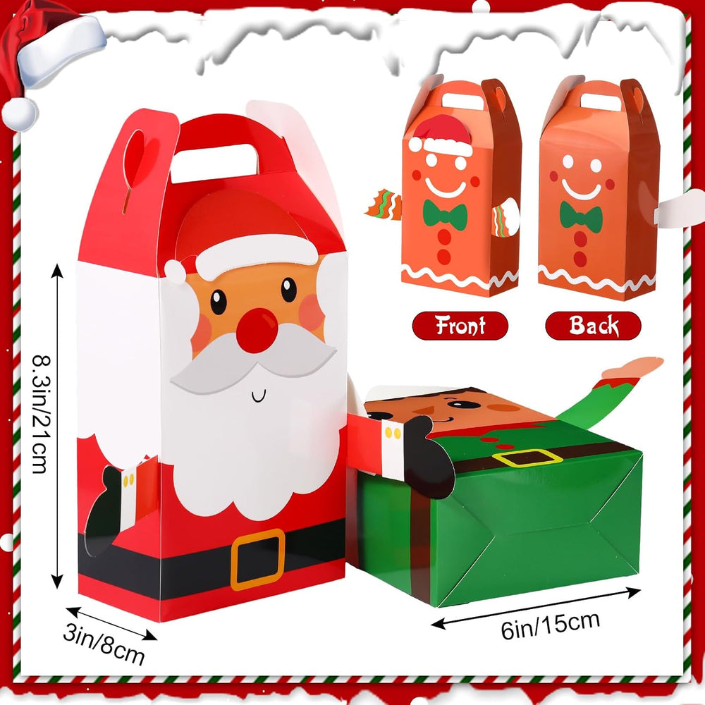 Harloon 48 Pcs Christmas 3D Gift Boxes with Handle Santa Nutcracker