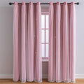 FANLI 2 Panels Star Blackout Curtains for Kid Girls Bedroom Living Room Darking Stripe Double Layer Star Cut Out Wall Home Decor Gradient Grommet Window Curtains (Pink 63L)