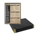 Goodsmart Pajco Style Restaurant Menu Covers – Pack of 10, Side-Loading Menu Holders, Single Stitched Edge, Clear Vinyl Menu Sleeves, Leatherette Trim, Gold Corners, Black, 1 View (8.5" x 11")