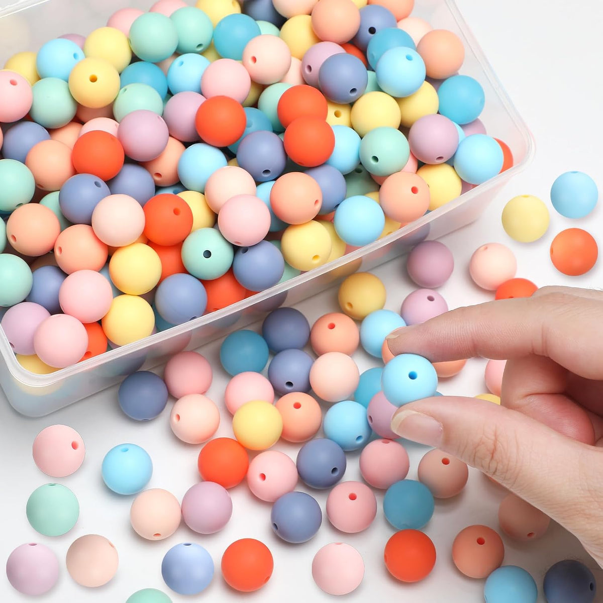 Lyrow 500 Pcs Round Silicone Beads Colorful 15 mm Silicone Rubber Round Beads Bulk Bracelet Making for Necklace DIY Craft Lanyard Keychain Making(Macaron Color)