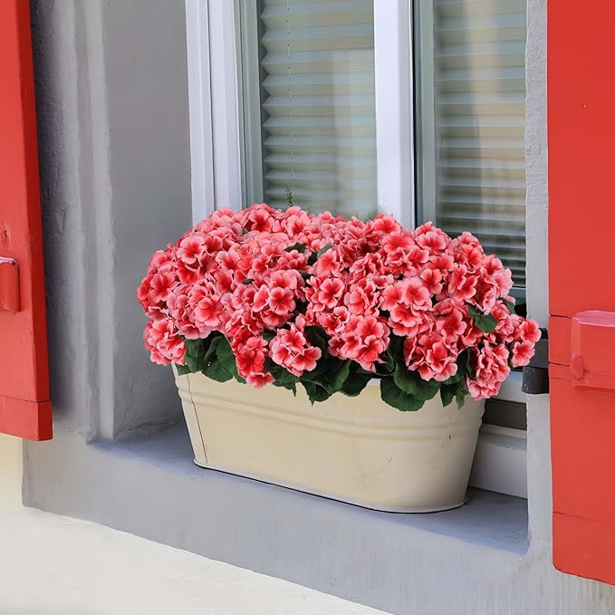 Hananona Artificial Geranium Flowers for Outdoors Geranium Silk Flowers Outdoor UV Resistant Garden Plants Faux Flowers for Home Kitchen Table Centerpieces Decor (12, Peach) (12 Pcs)