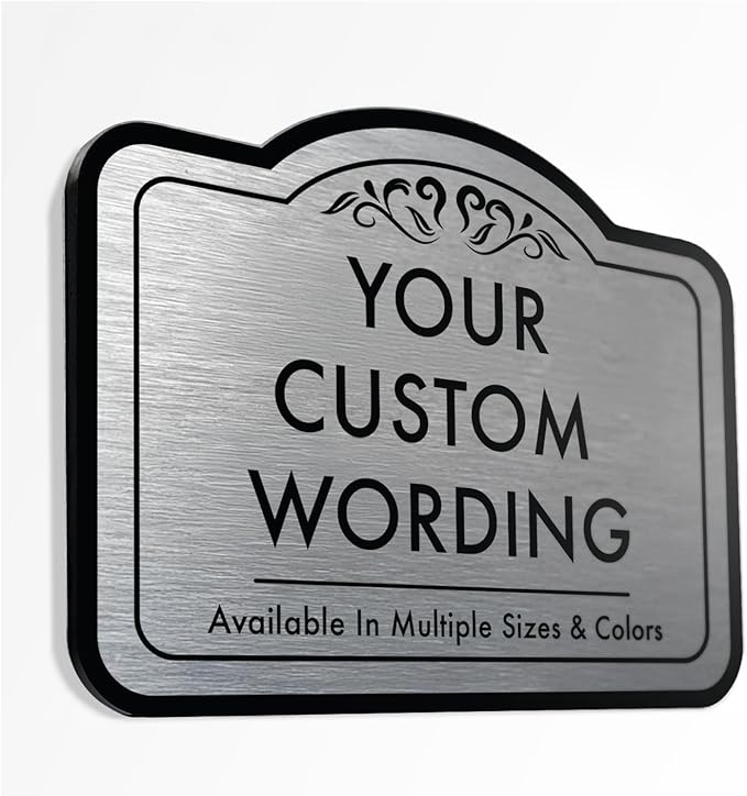 Custom Decorative Outdoor Metal Sign - Personalized Aluminum Driveway Sign, Waterproof, Made in USA - Design 1 Metallic Silver 24x18 In