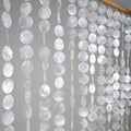 Genuine Capiz Shell Beaded Curtain, White Pearlescent 12 Strands, 35.5" W x 72" L, Hand-Strung Coastal Boho Doorway Curtain for Room Divider Wall Hanging Party Backdrop Decor