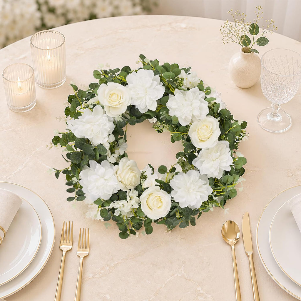 Findosom Total 12.4Ft Artificial Flowers Garlands for Decoration, White