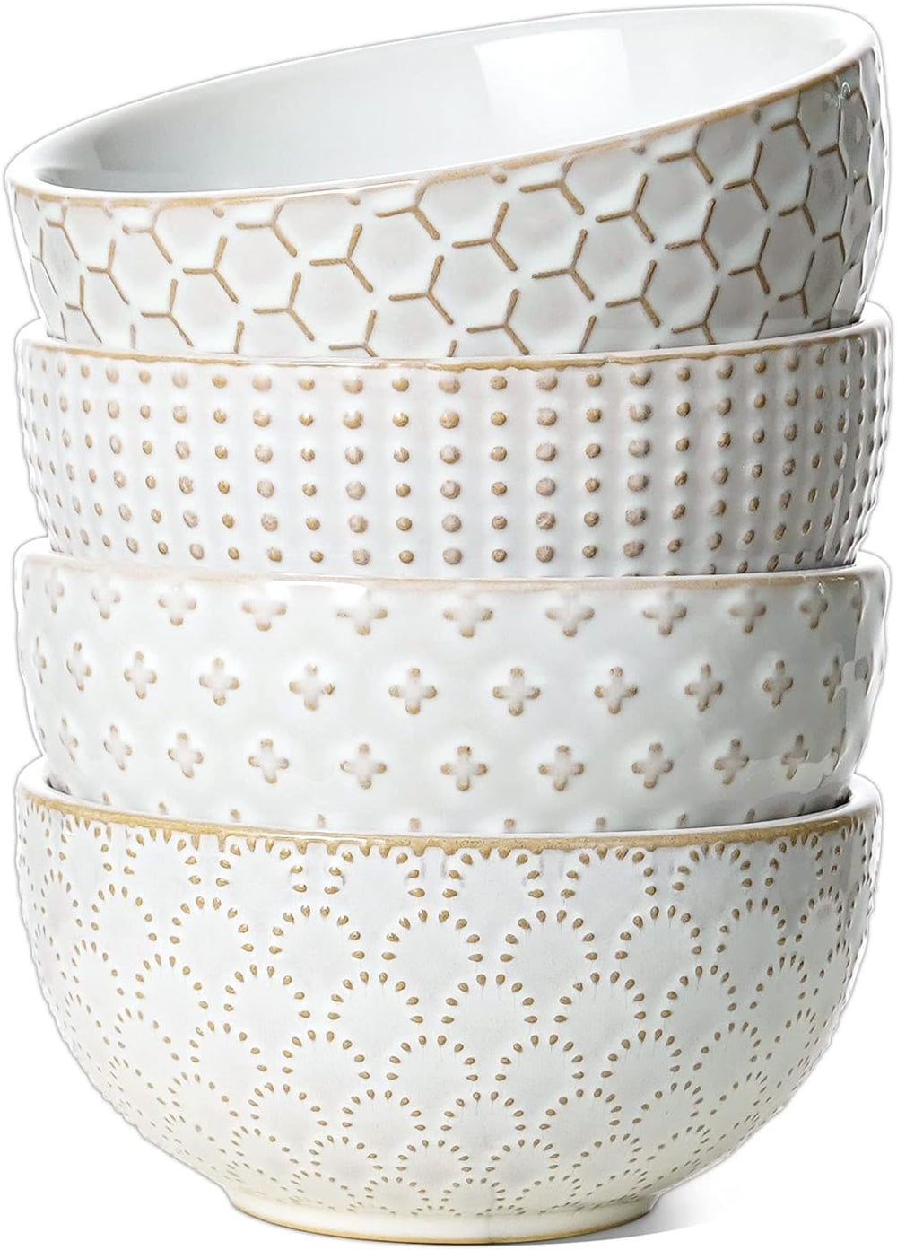 LE TAUCI Cereal bowls 26 oz, Ceramic Soup Bowl for Kitchen, Embossment Stonew...
