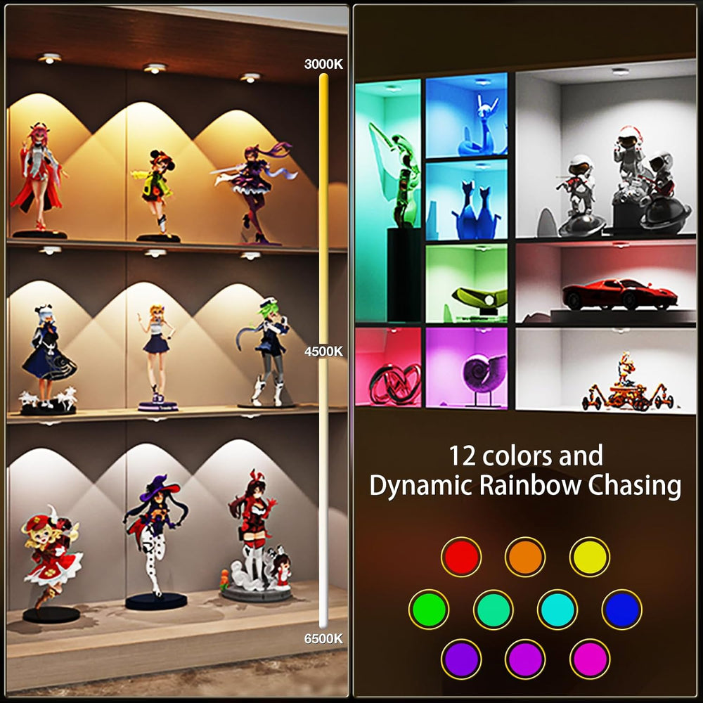 Rechargeable Puck Lights with Remote Control, 12 Color Changing Under Cabinet...
