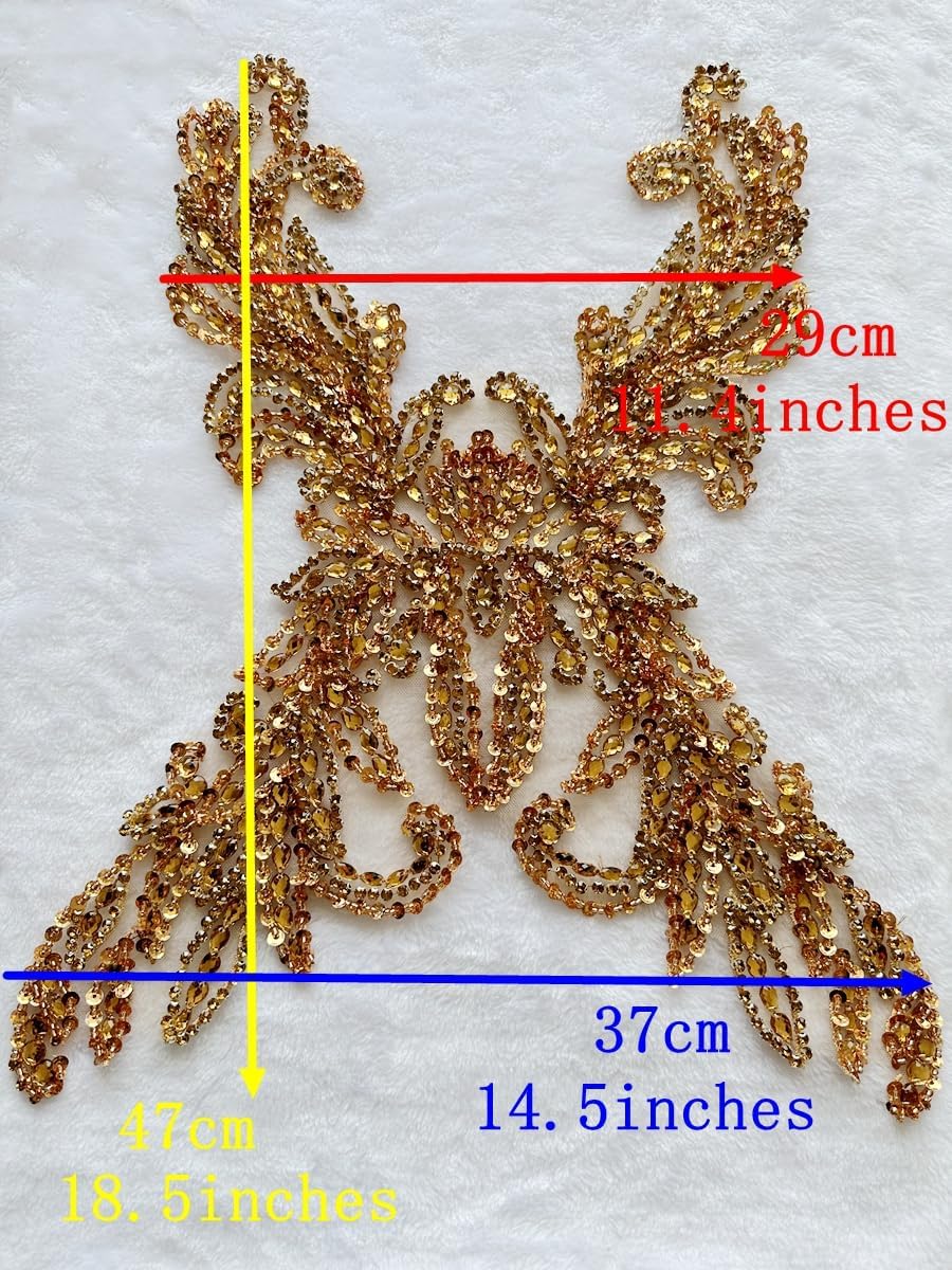 Pure Handmade Rhinestones lace Applique Accessories handsewing Beads Stones T...