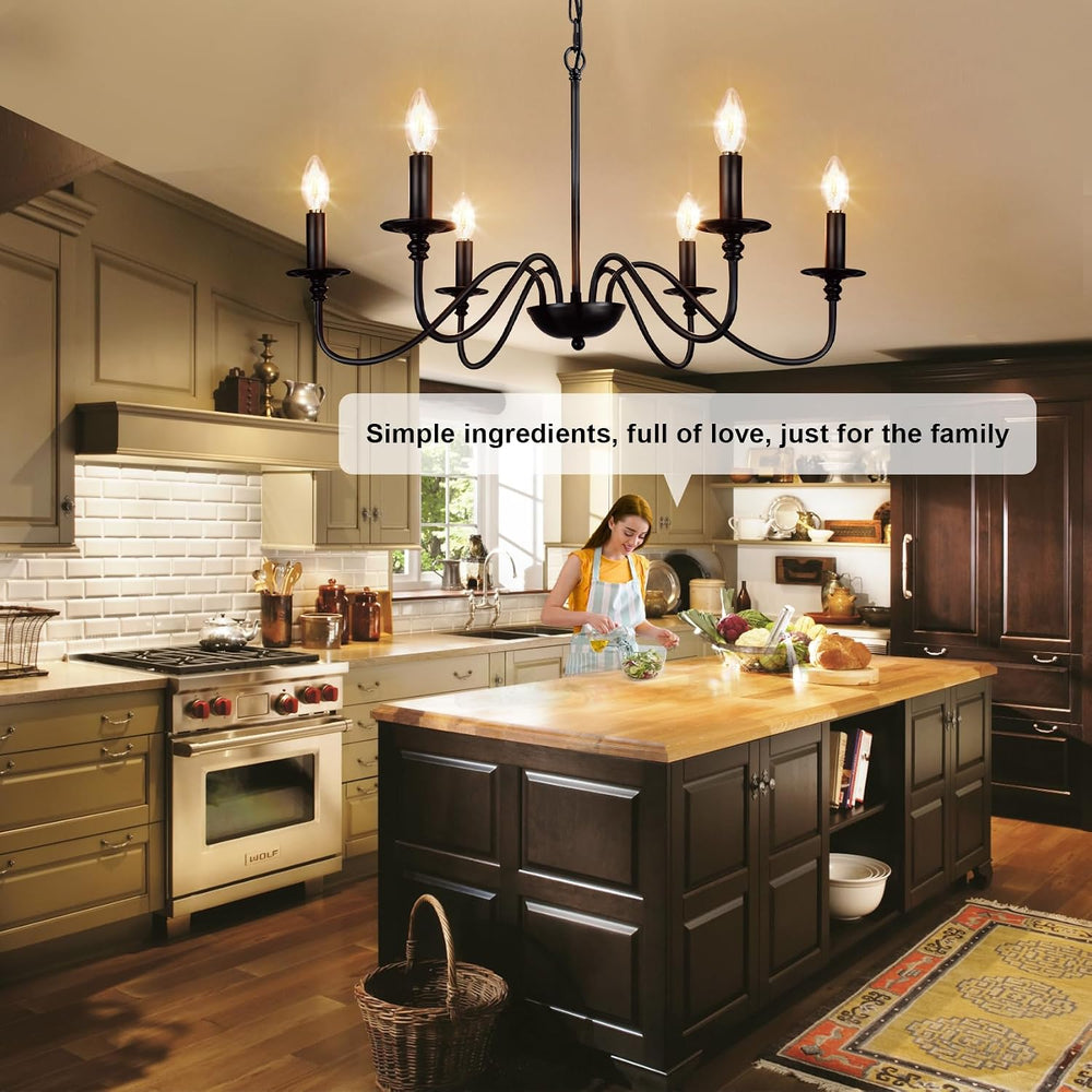 Depuley Farmhouse Chandelier for Dining Room: 6-Light Black Industrial Kitche...