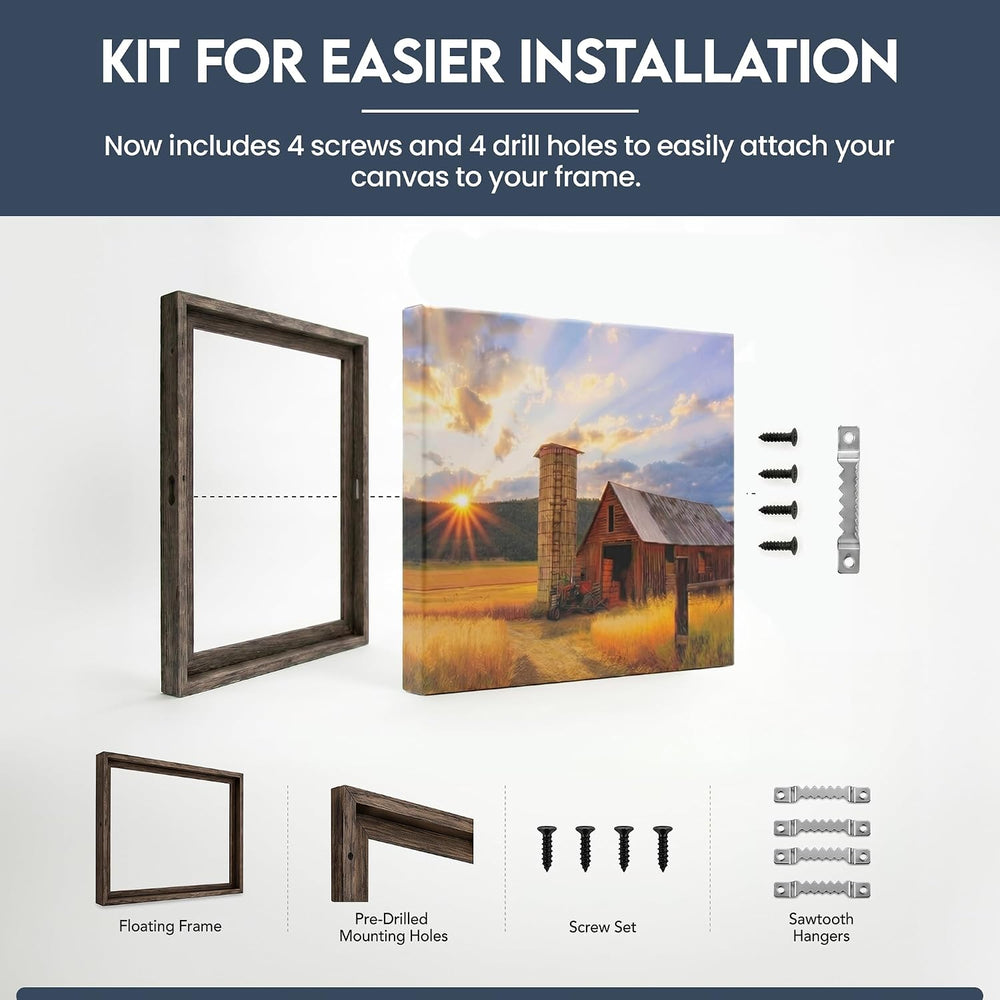 BARNWOODUSA | Rustic Barnwood Canvas Frame | For Oil Paintings & Wall Art...