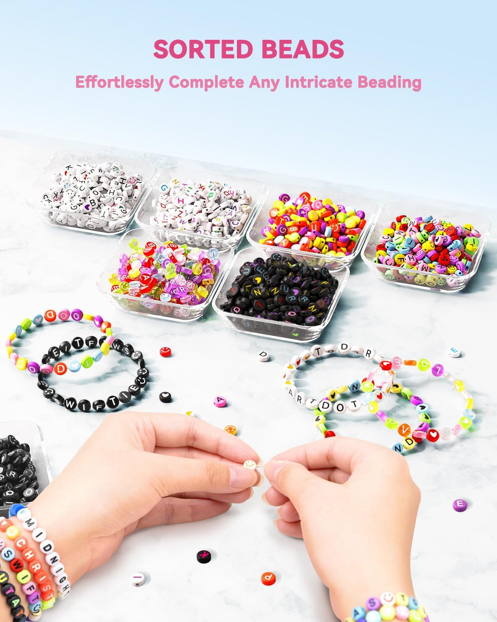 ARTDOT 7 Cases Assorted Letter Beads for Friendship Bracelets Making Kit, 980...
