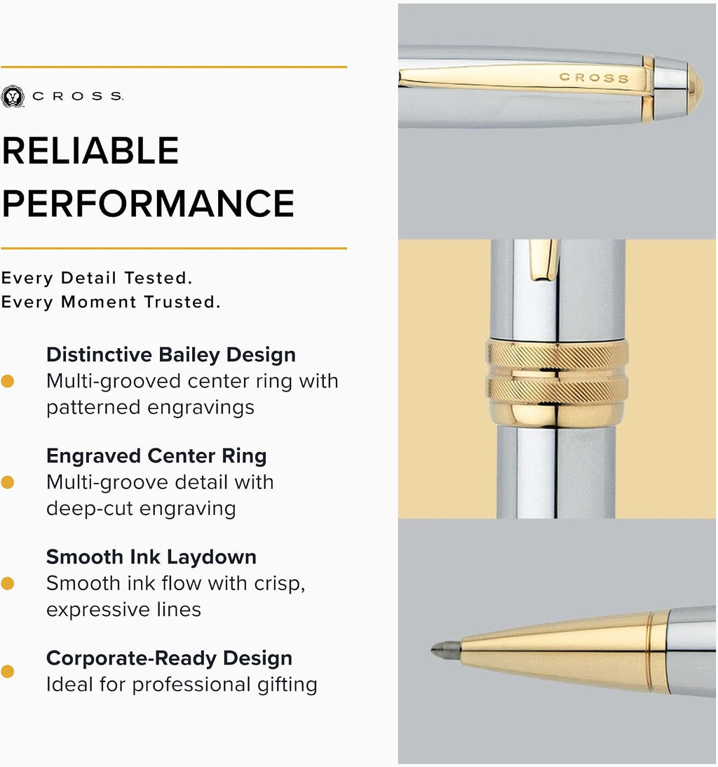 cross bailey refillable ballpoint pen presented in a on a desk or shelf